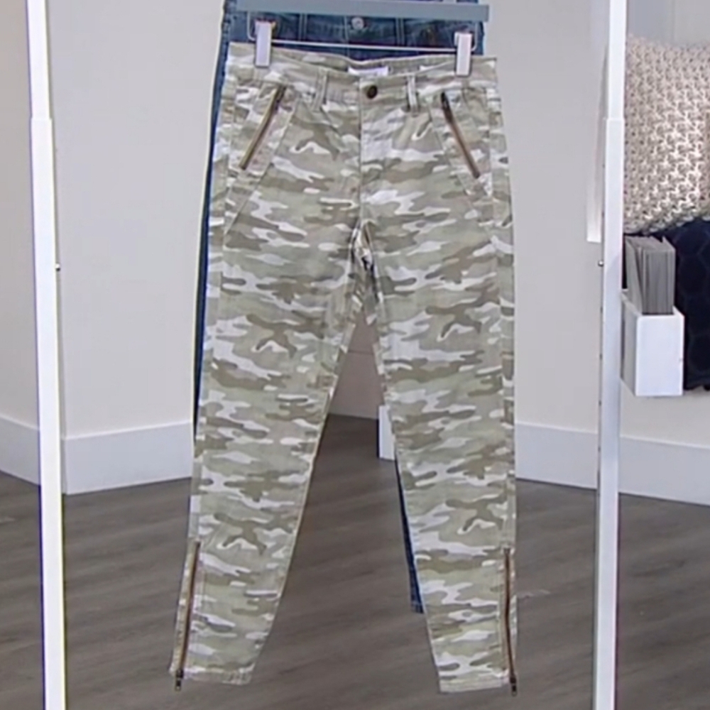 💚 NWT Skinnygirl Ingrid Skinny Stretch Ankle Jeans Camo Zippers mid-rise 29/8